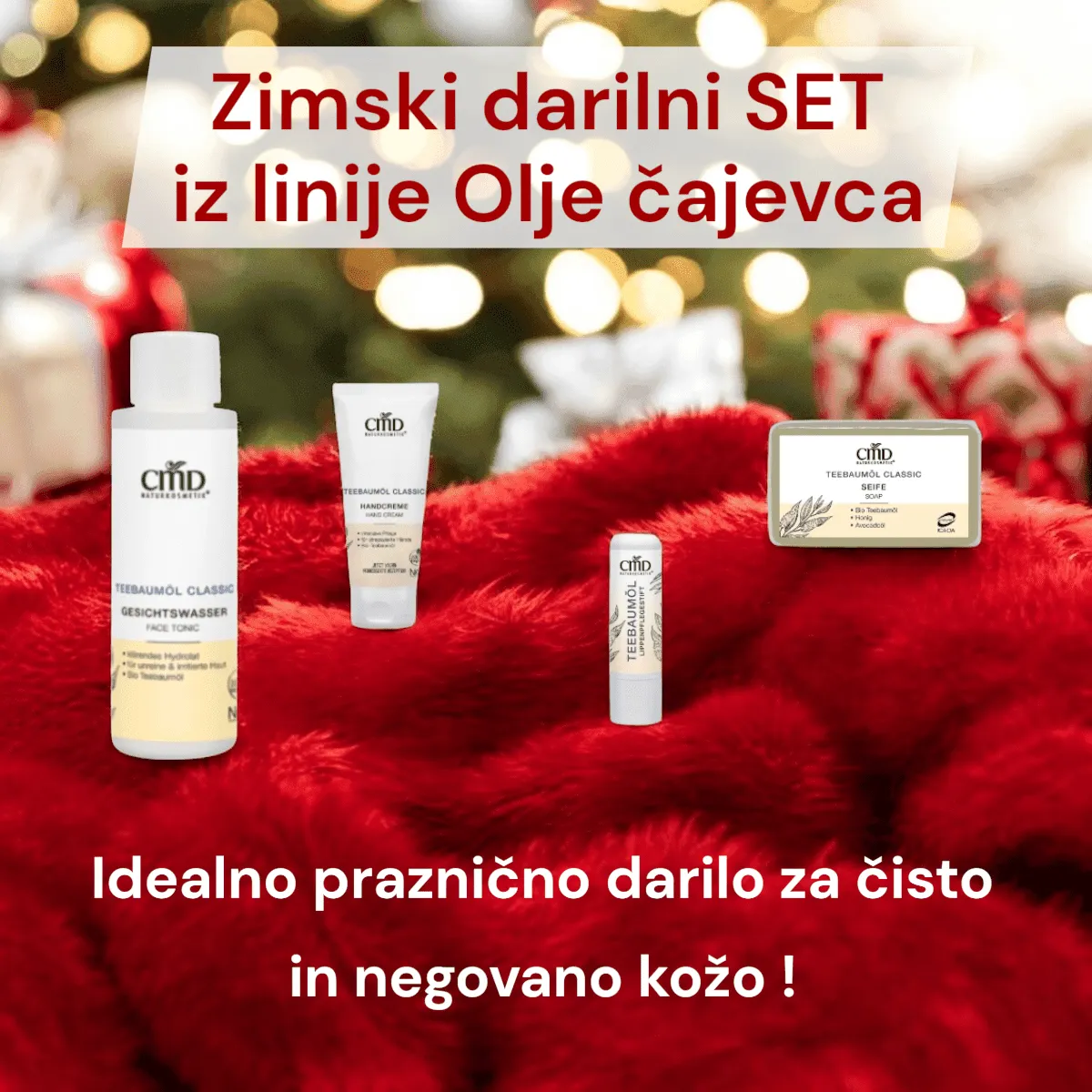 TEA TREE WINTER CARE – praznični set z oljem čajevca za obraz, roke in ustnice